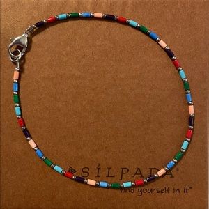 Silpada A1056 Multi-colored Beaded Sterling Silver Ankle Bracelet